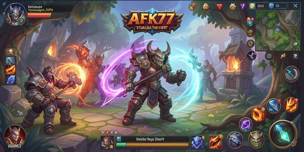 Tangkapan layar gameplay AFK77 yang seru dengan pertarungan intens.