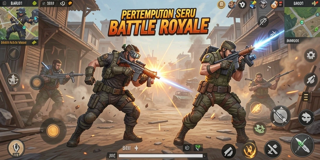 Tangkapan layar gameplay BARU01 menampilkan pertempuran mendebarkan di medan perang.