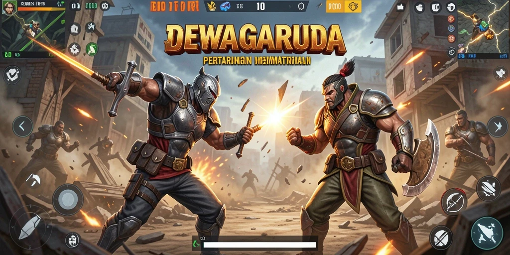 Screenshoot gameplay DEWAGARUDA yang menampilkan momen aksi Battle Royale.