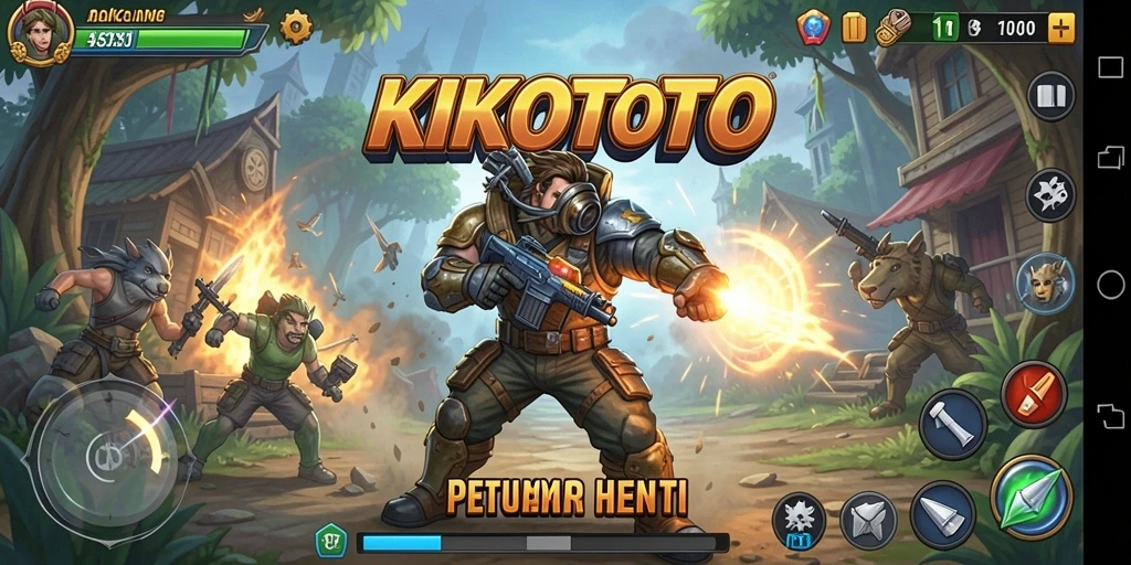Tampilan gameplay seru dalam KIKOTOTO, aksi mendebarkan dan pertarungan seru.
