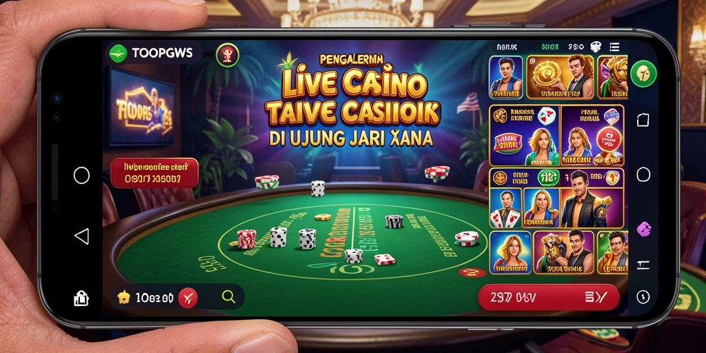 Screenshot gameplay TOOPGWS menampilkan dealer langsung dan tabel permainan.