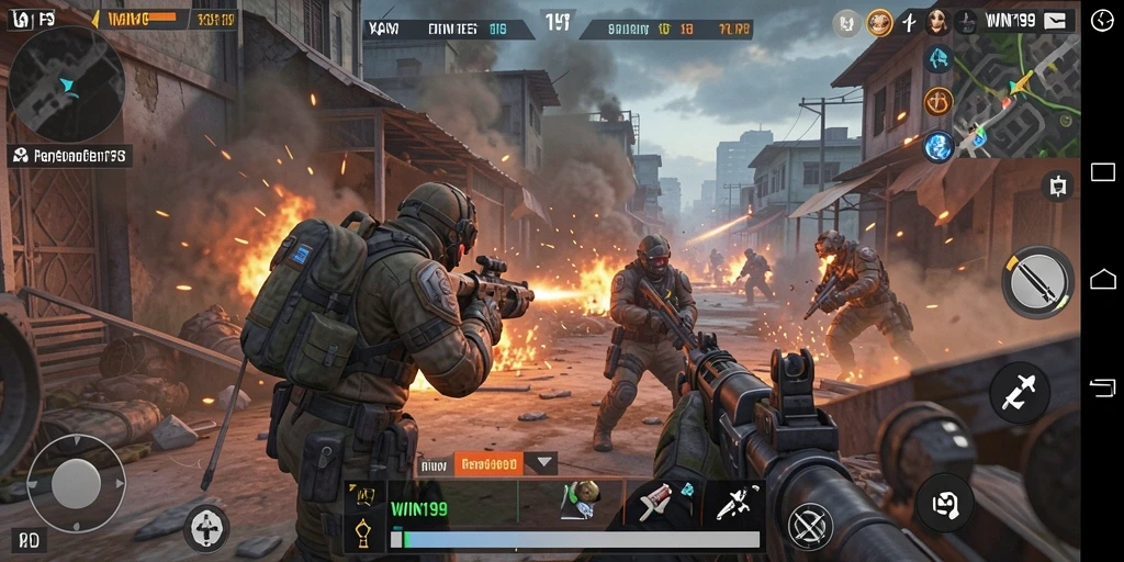 Screenshot WIN199 menampilkan aksi pertempuran seru dalam FPS.